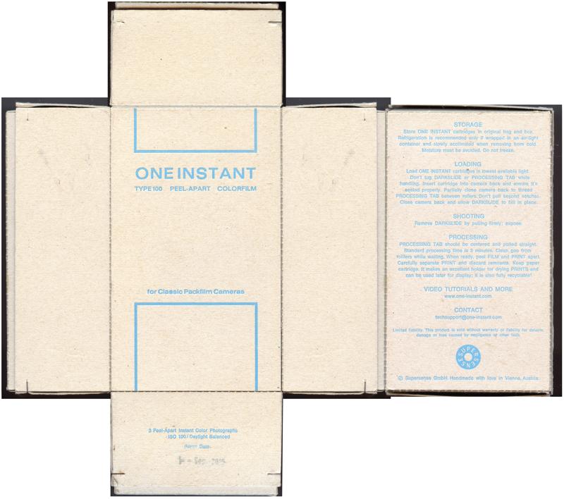 One Instant Type 100 Peel-Apart Colorfilm Instant Pack Film film box outside