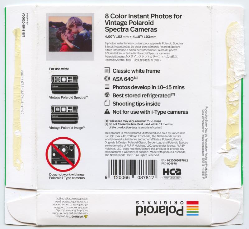 Polaroid Originals Color Spectra Film Instant Integral Film film box outside