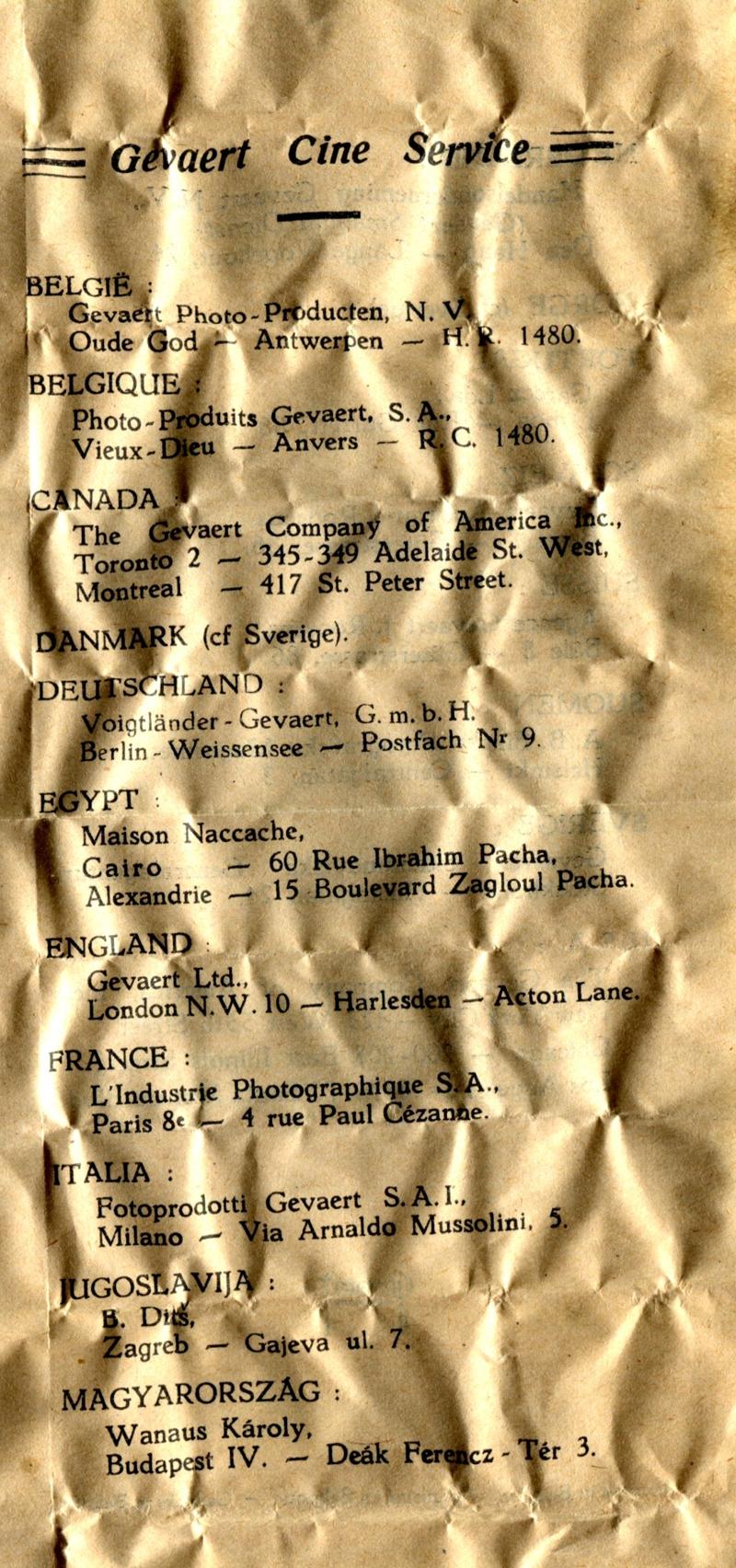 Gevaert Panchro Super 8mm film box leaflet
