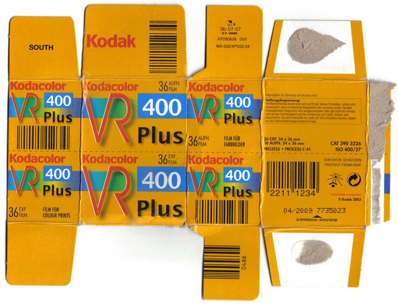 Kodak Kodacolor VR Plus 400 35mm film box outside