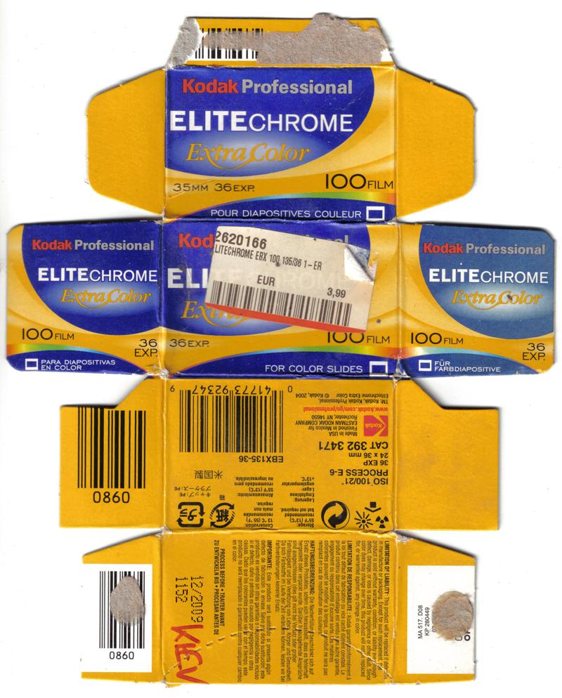 Kodak Elite Chrome Extra Color 35mm film box outside