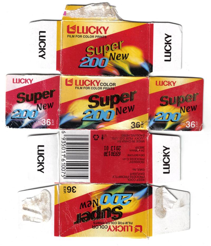 Lucky Super New 200 35mm film box outside