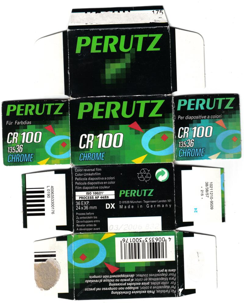 Perutz CR 100 35mm film box outside