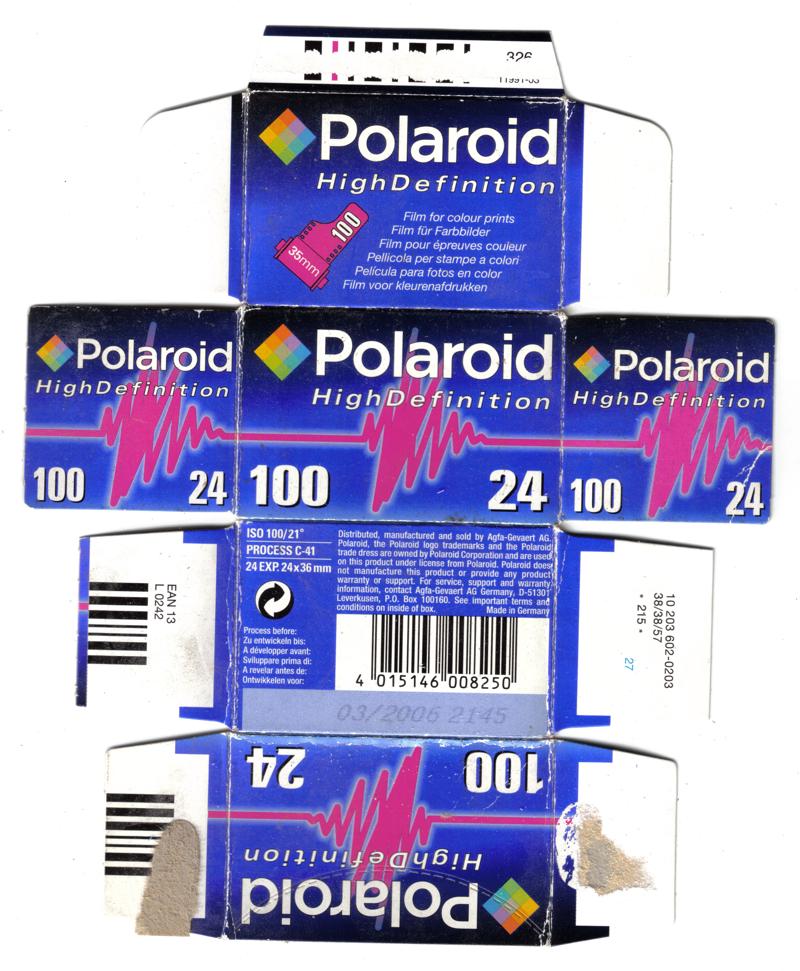Polaroid High Definition 35mm film box outside