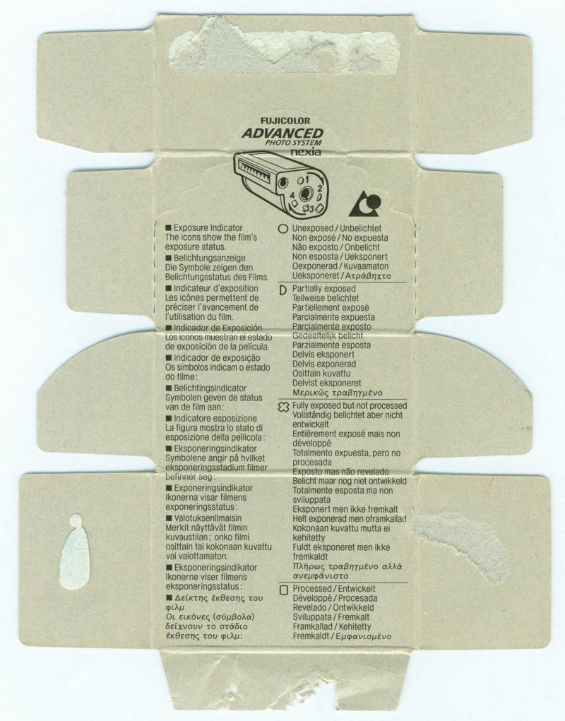 Fujifilm Nexia A200 APS film box inside