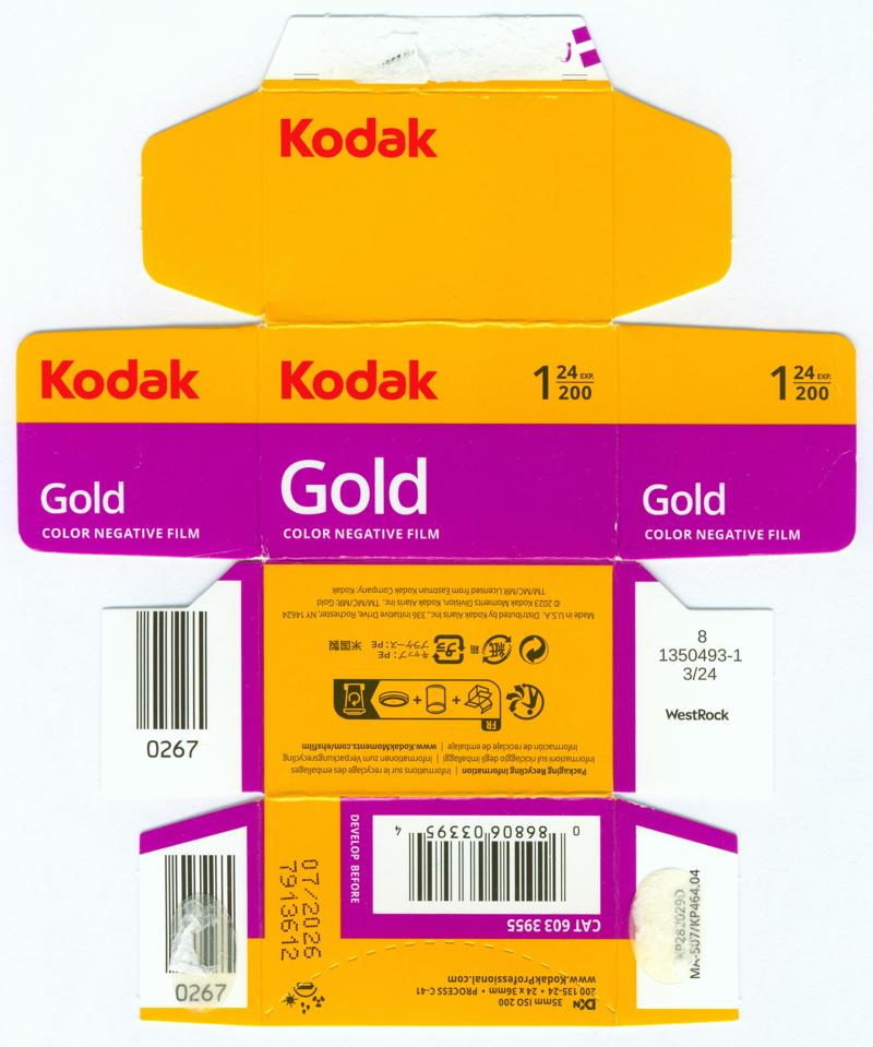 Kodak Gold 200 35mm film box outside