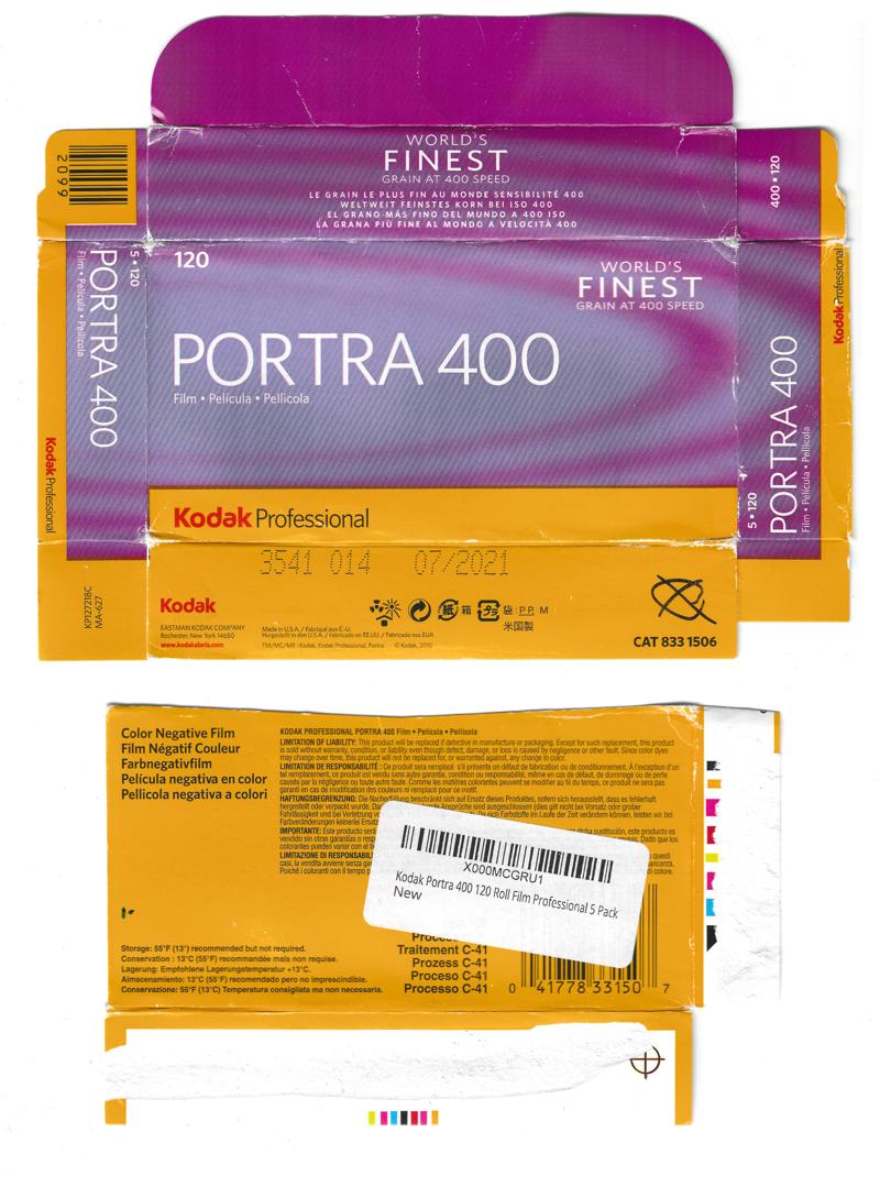 Kodak Portra 400 120 film box outside