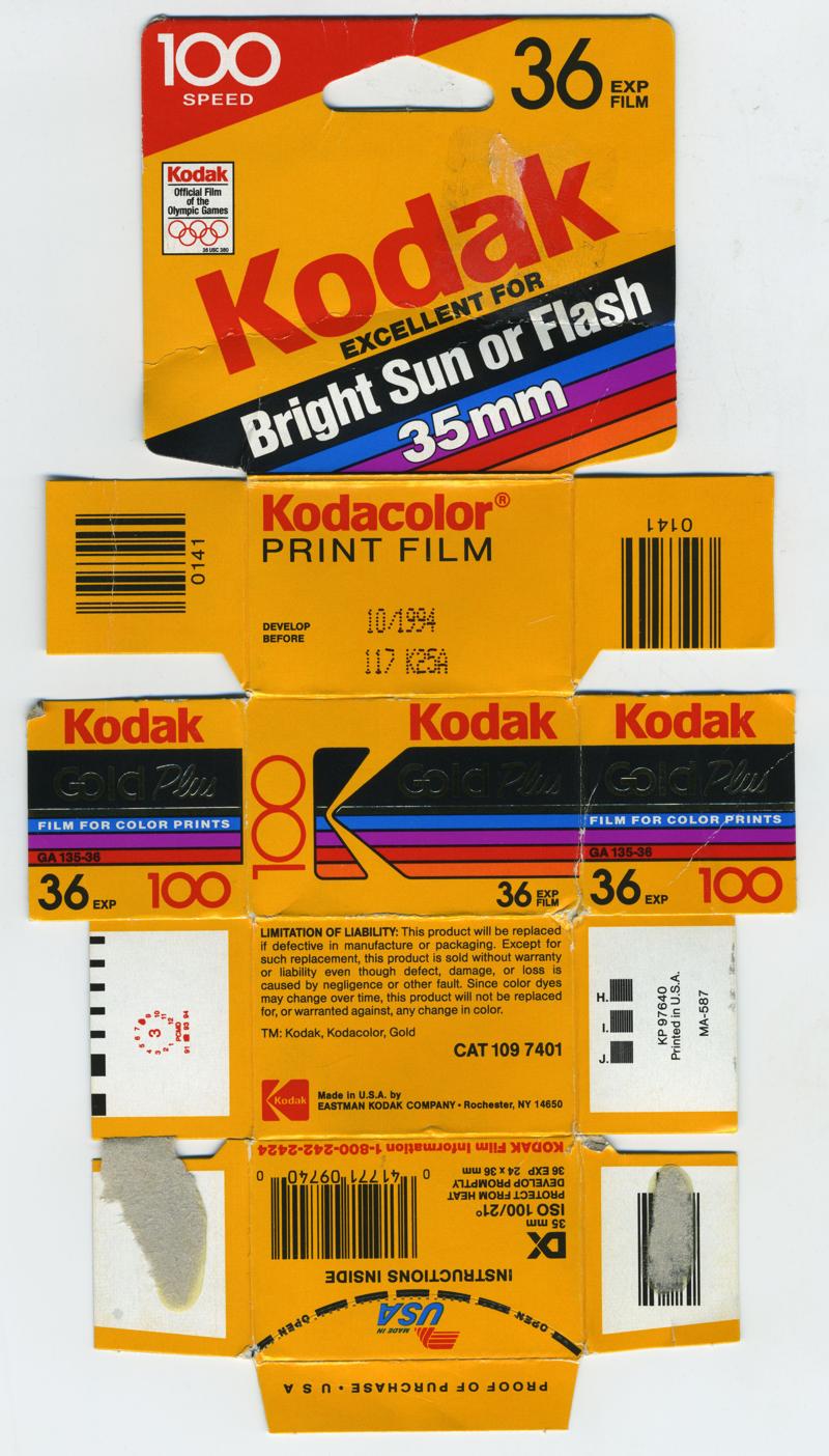 Kodak Gold Plus 35mm film box outside