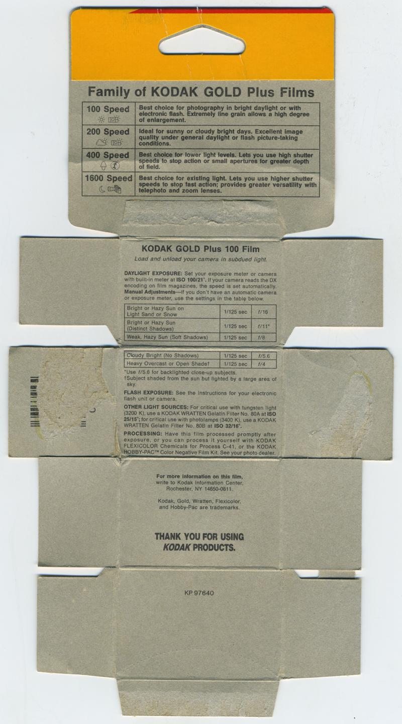 Kodak Gold Plus 35mm film box inside