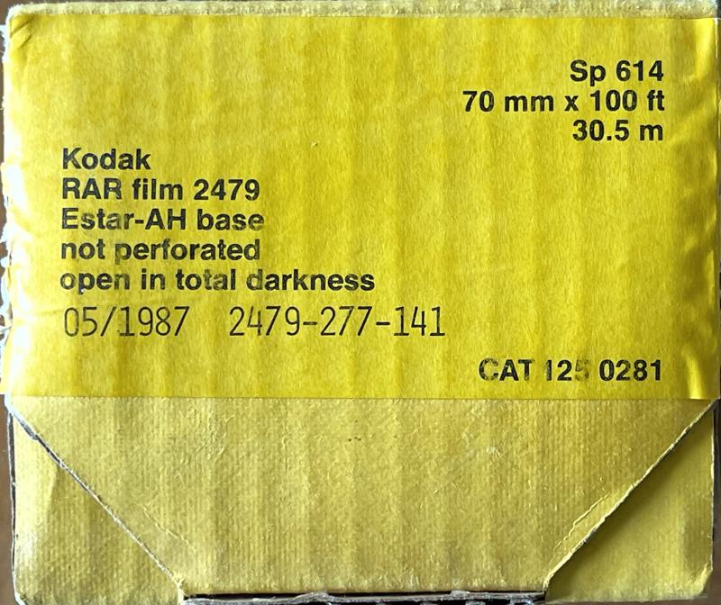 Kodak RAR Film 2479 70mm film box outside
