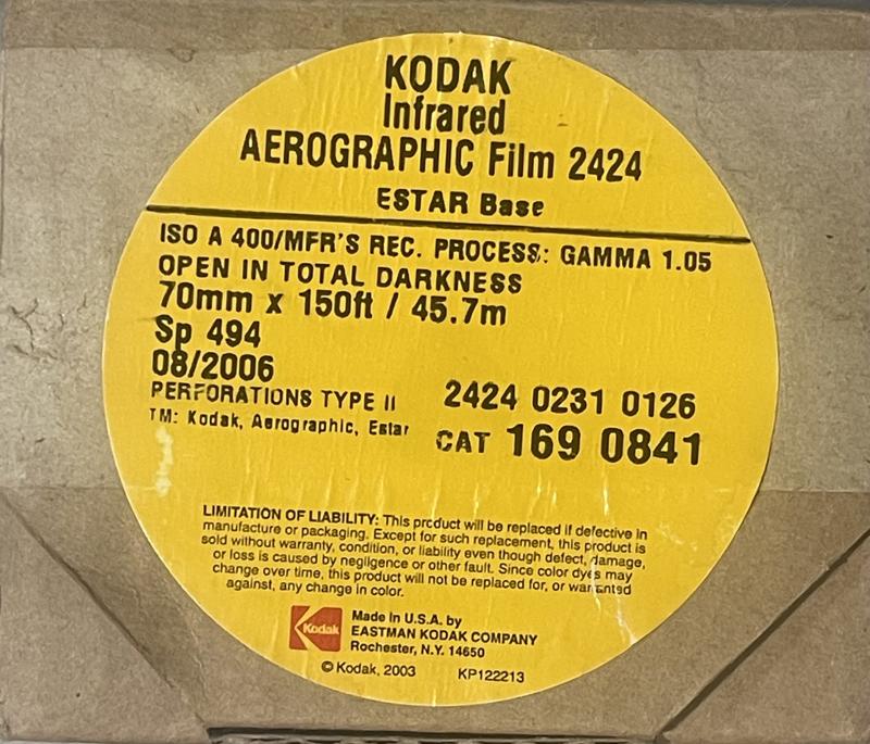Kodak Infrared Aerographic Film 2424 70mm film box outside