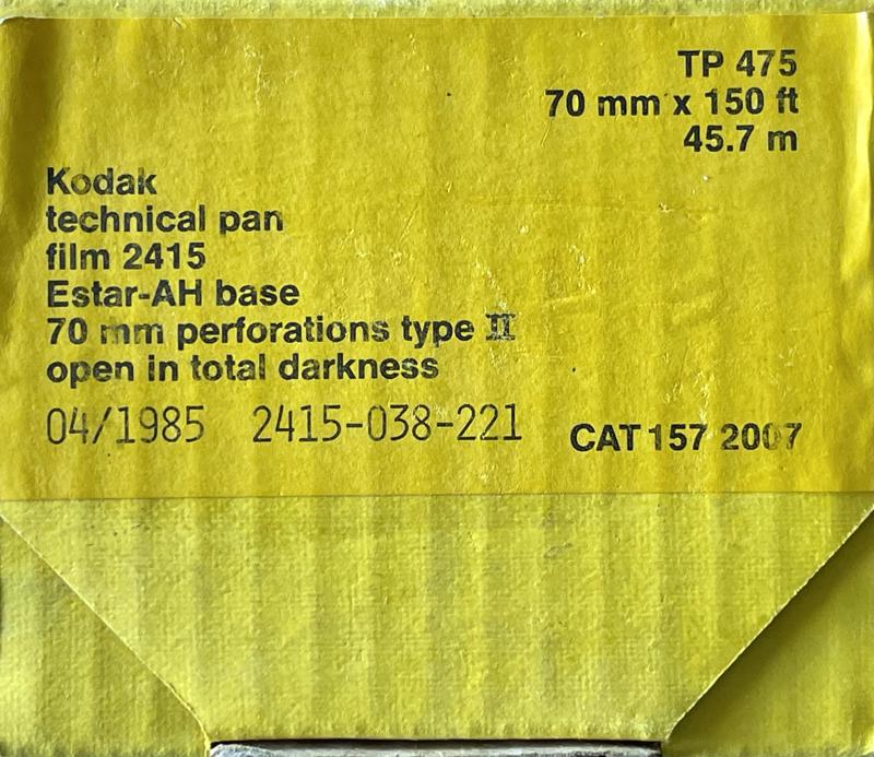 Kodak Technical Pan Film 2415 70mm film box outside