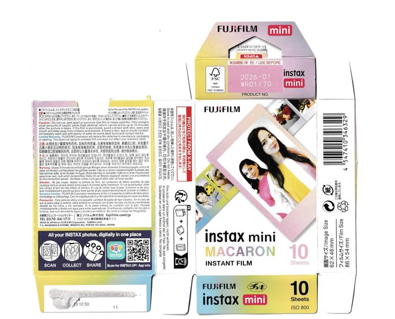 Fujifilm Instax Mini Macaron Instant Integral Film film box outside
