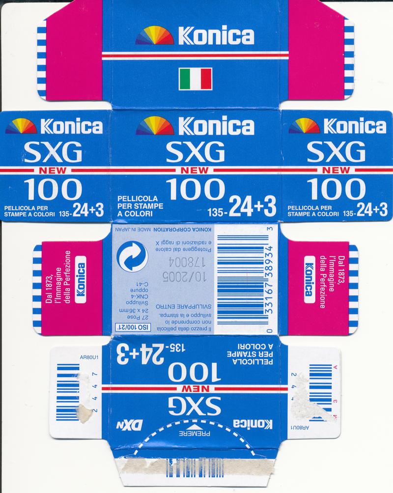 Konica SXG 100 35mm film box outside