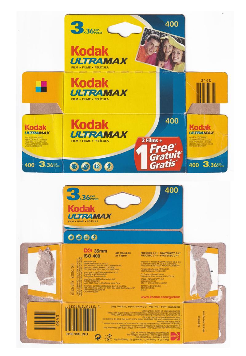 Kodak UltraMax 35mm film box outside