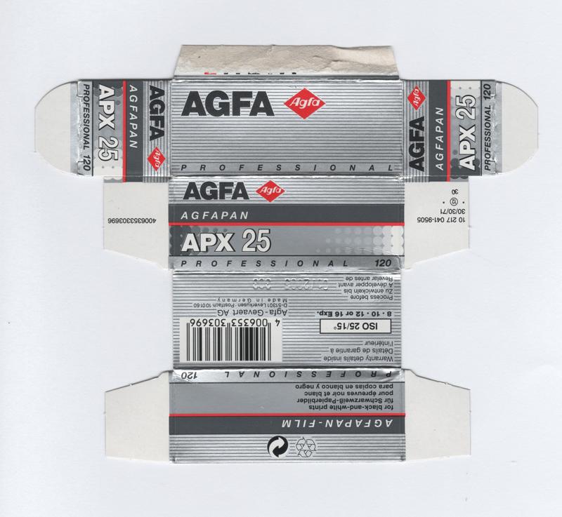 Agfa Agfapan APX 25 120 film box outside