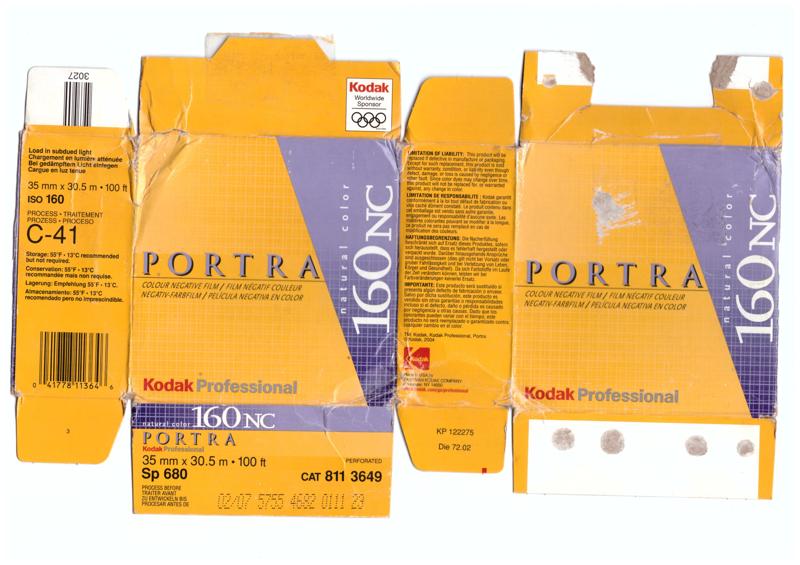 Kodak Portra 160NC 35mm film box outside