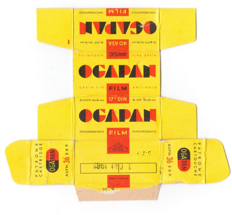 Ogapan Panchromatic 35mm film box outside