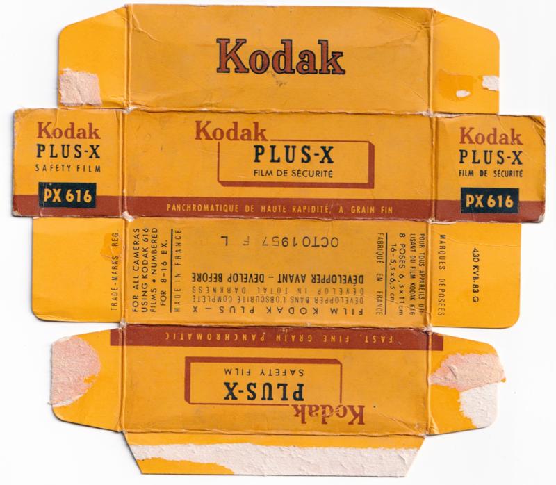 Kodak Plus-X 616 film box outside