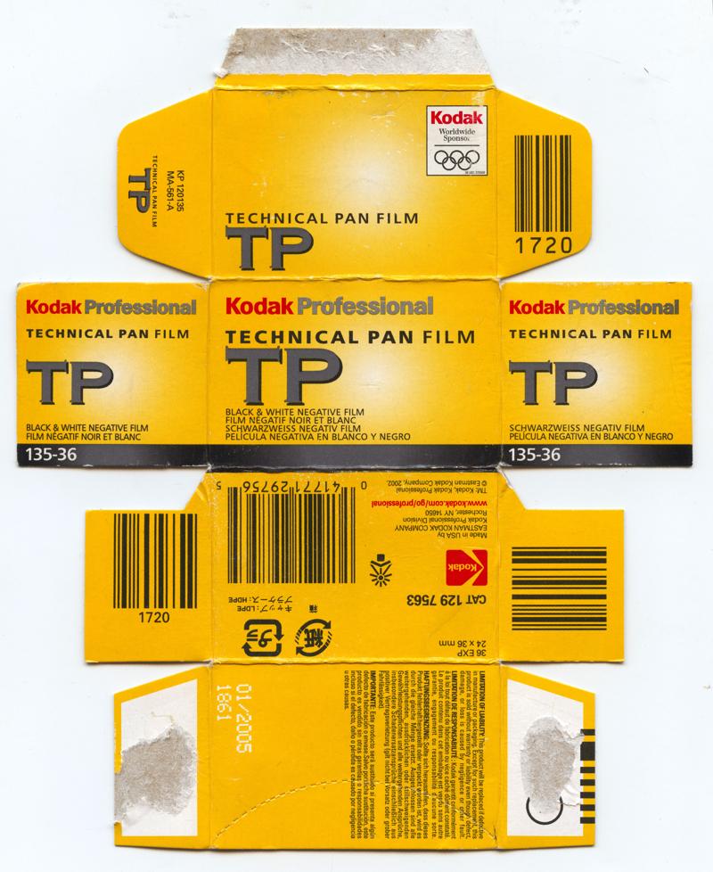 Kodak Technical Pan 35mm film box outside