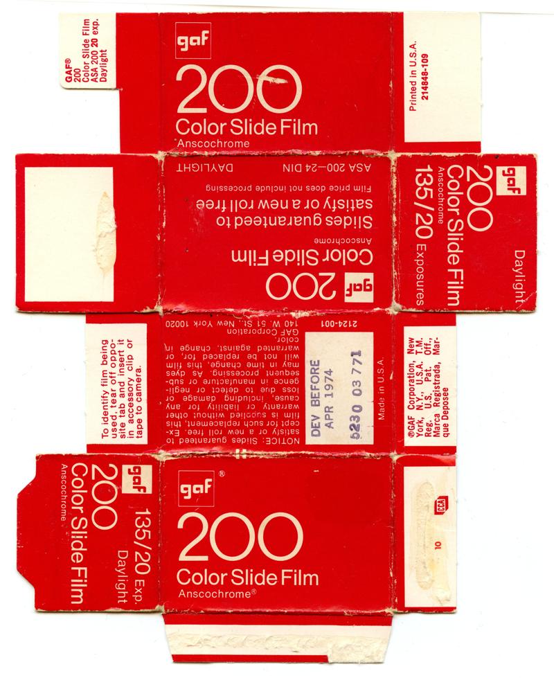 GAF Color Slide Film 35mm film box outside