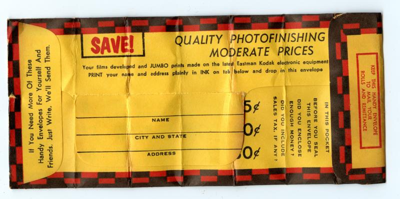 Kodak Verichrome 127 film box processing envelope