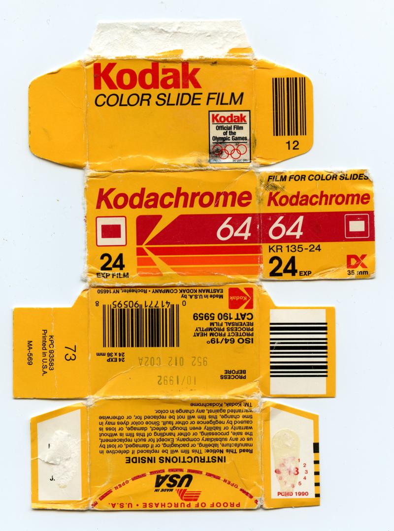 Kodak Kodachrome 35mm film box outside