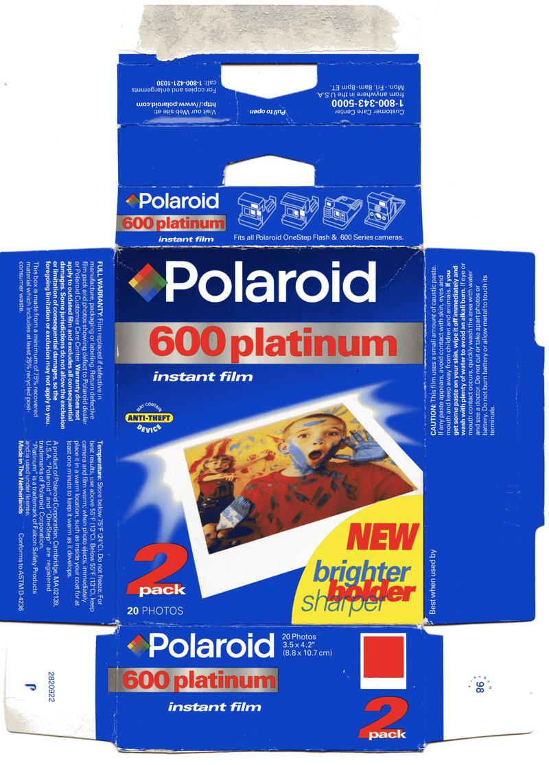 Polaroid 600 Platinum Instant Integral Film film box outside