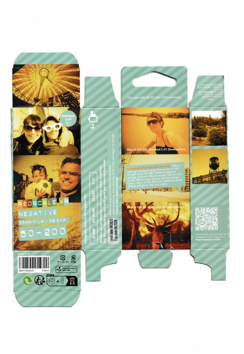 Lomography Redscale XR Negative 35mm film box outside