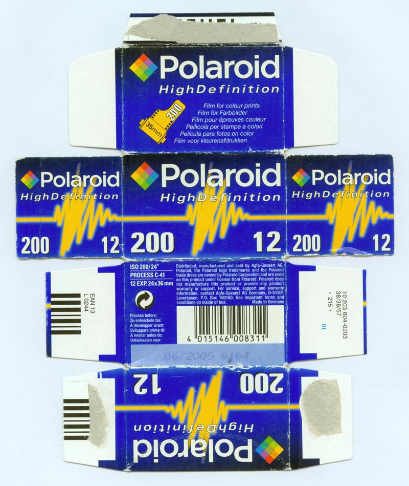 Polaroid High Definition 35mm film box outside