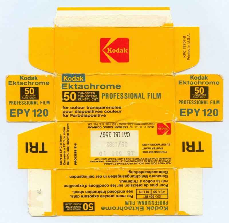 Kodak Ektachrome EPY 120 film box outside