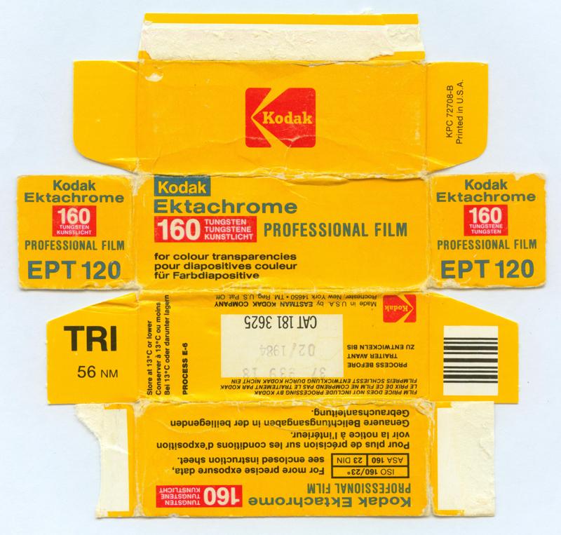 Kodak Ektachrome EPT 120 film box outside