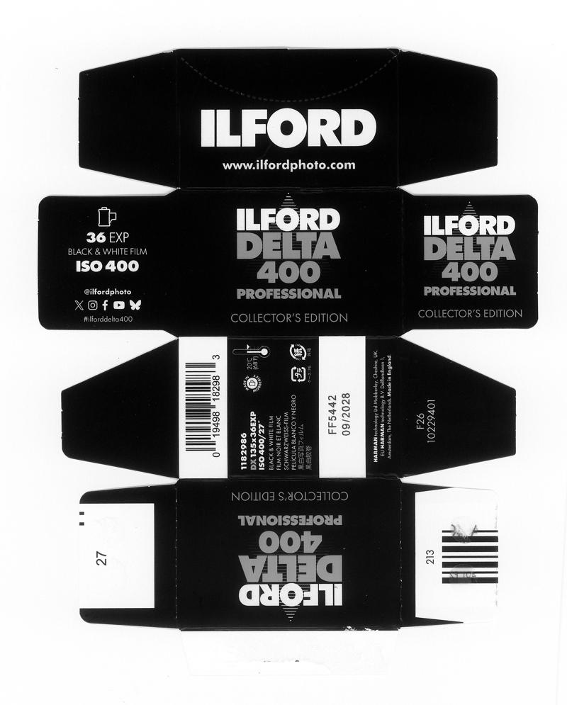 Ilford Delta 400 Professional Collector's Edition 35mm film box outside